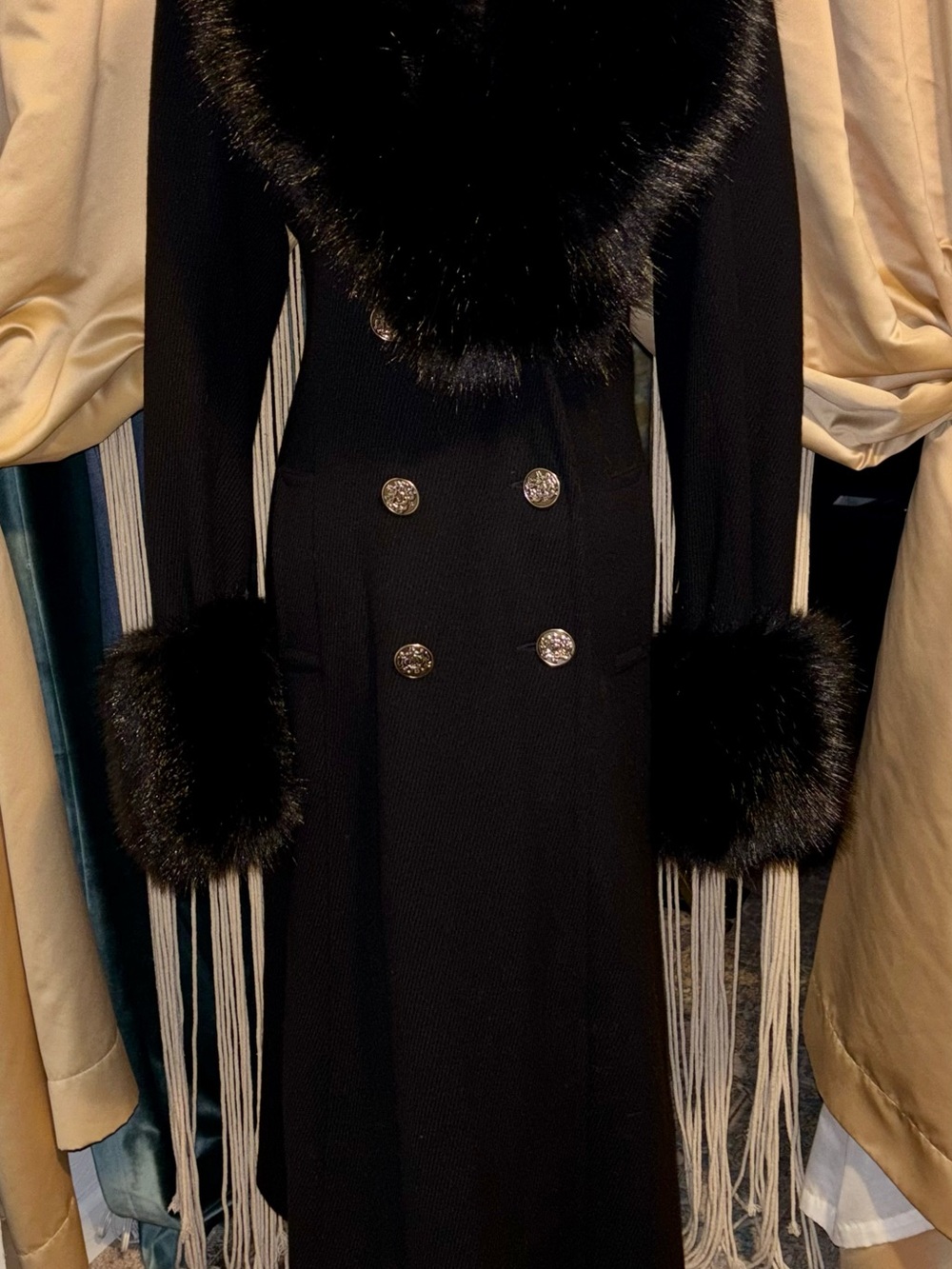 ❄️TALBOTS❄️WOOL DOUBLE BREASTED TRENCH❄️FUR COLLAR/CUFFS - Picture 2 of 11